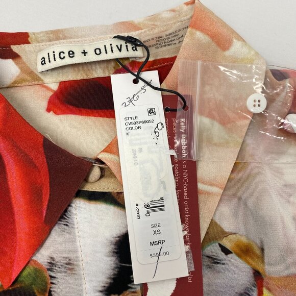 Alice + Olivia x Kelly Dabbah Willa Silk Thrive Blouse XS NWT $395 - Picture 8 of 10